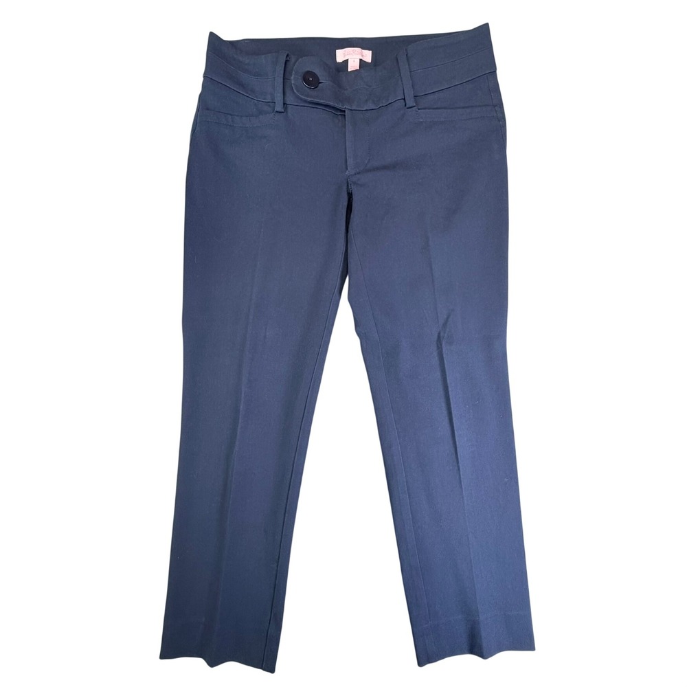 Lilly Pulitzer Dress Pants Womens 4 Blue Straight Leg Career Trousers Cropped
